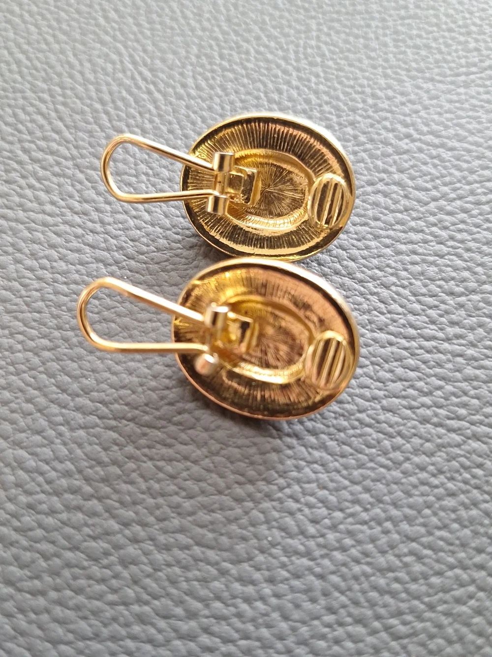 Liz Claiborne Gold-Tone Oval Earrings with Cream Cabochon